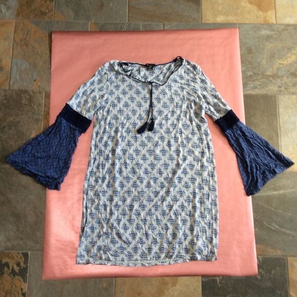 BOHO/Hippie Blue Patterned Dress - Picture 10 of 12